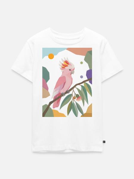 Rosa Kakadu Papagei Vogel Design - Kinder Premium Bio T-Shirt - Weiß