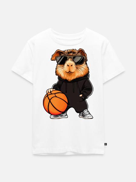 Basketball Meerschweinchen - Kinder Premium Bio T-Shirt - Weiß