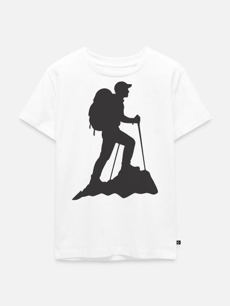 Bergsteiger Silhouette mit Rucksack - Kinder Premium Bio T-Shirt - Weiß