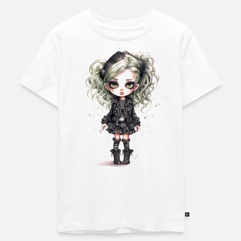 Gothic-Mädchen - Kinder Premium Bio T-Shirt - Weiß