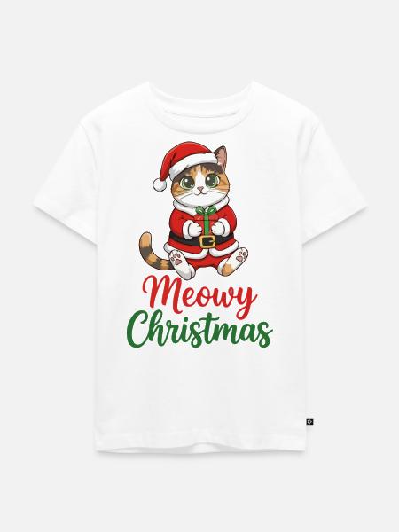 Miau-Weihnachts-Weihnachtskatze - Kinder Premium Bio T-Shirt - Weiß