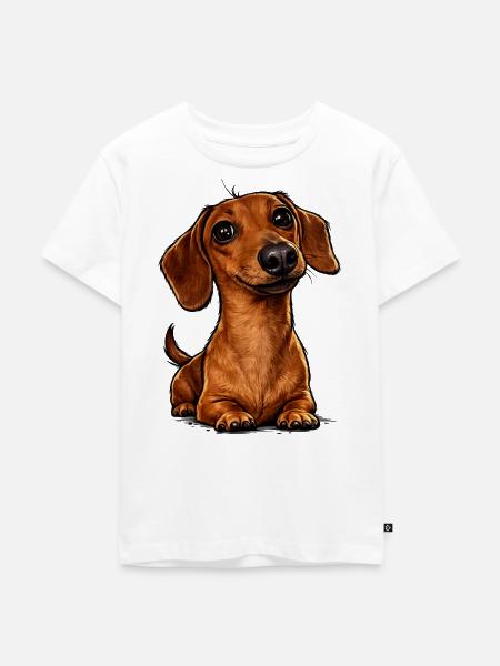 Liebenswerter Dackel Cartoon - Kinder Premium Bio T-Shirt - Weiß