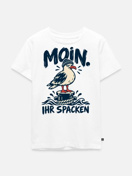 Moin! Ihr Spacken – Freche Möwe - Kinder Premium Bio T-Shirt - Weiß
