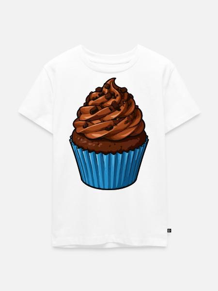 Kakao Cupcake mit Schoko Topping - Kinder Premium Bio T-Shirt - Weiß