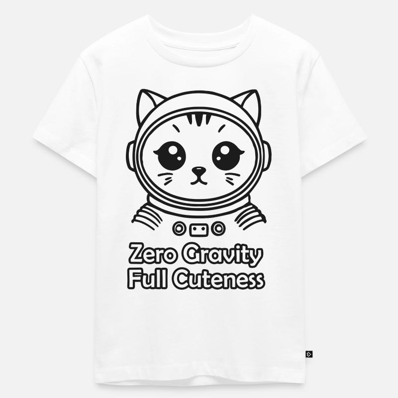 Chat de l’espace - Gravité zéro, design entièrement mignon - T-shirt Premium bio Enfant - blanc