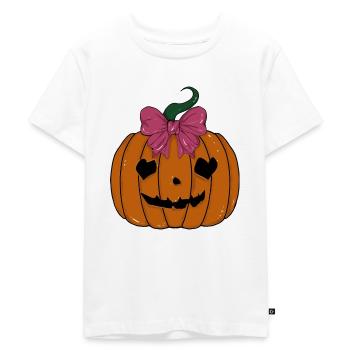 Halloweenkürbis - Kinder Premium Bio T-Shirt - Weiß - Vorne - Hailey (125cm)
