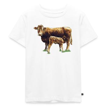 kuh mit kalb - Kinder Premium Bio T-Shirt - Weiß - Vorne - Hailey (125cm)