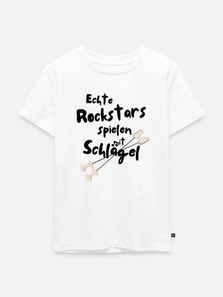 Echte Rockstars spielen mit Schlägel - Kinder Premium Bio T-Shirt - Weiß