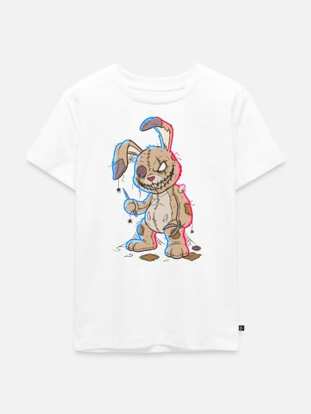Ausgefranstes Nähkaninchen - Kinder Premium Bio T-Shirt - Weiß