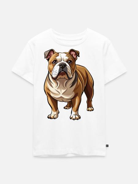 Bulldog-Hund-Stand - Kinder Premium Bio T-Shirt - Weiß