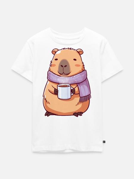 Gemütliche niedliche Kapybara – Kawaii-Tier - Kinder Premium Bio T-Shirt - Weiß