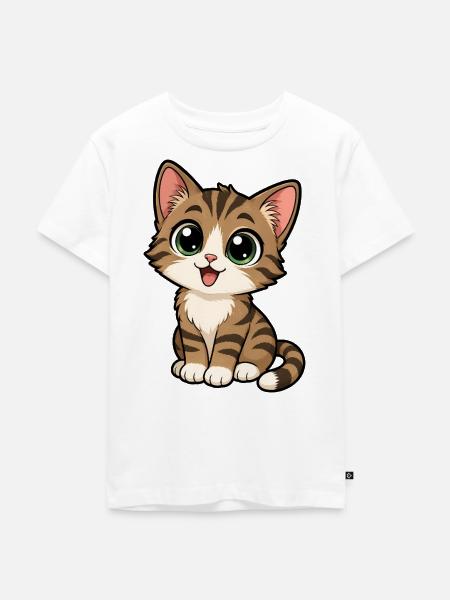 Süße Katze - Kinder Premium Bio T-Shirt - Weiß