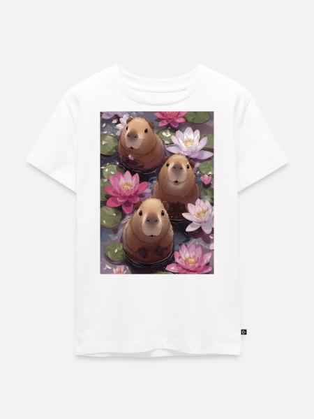 Drei Biber unter den Seerosen - Kinder Premium Bio T-Shirt - Weiß