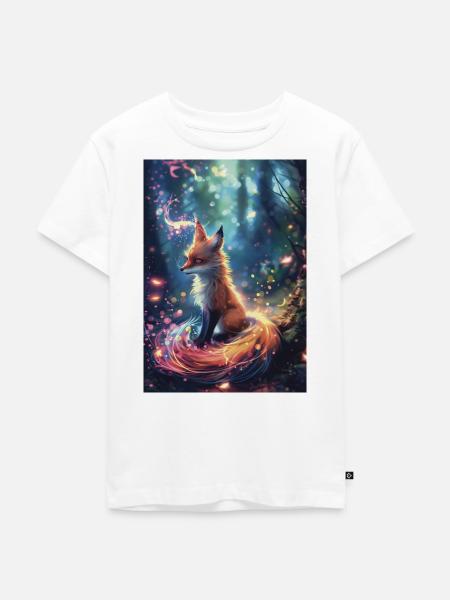 Magischer Fuchs im Hellen Wald - Kinder Premium Bio T-Shirt - Weiß