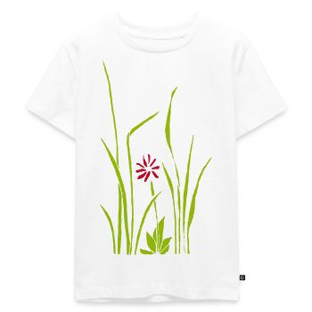 blume im gras - Kinder Premium Bio T-Shirt - Weiß - Vorne - Hailey (125cm)