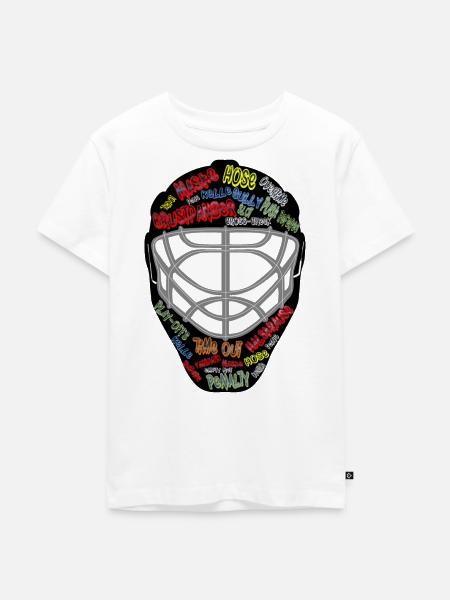 Eishockey, Torwartmaske, Maske - Kinder Premium Bio T-Shirt - Weiß