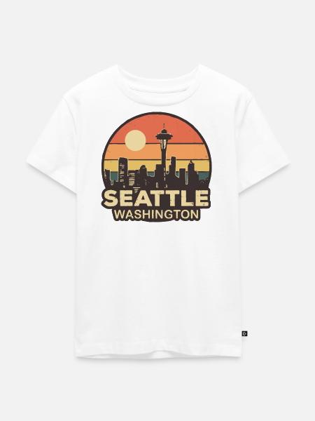 Seattle Washington - Kinder Premium Bio T-Shirt - Weiß