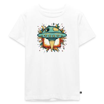 UFO Saucer - Kids Premium Organic T-Shirt - white - Front - Hailey (125cm)