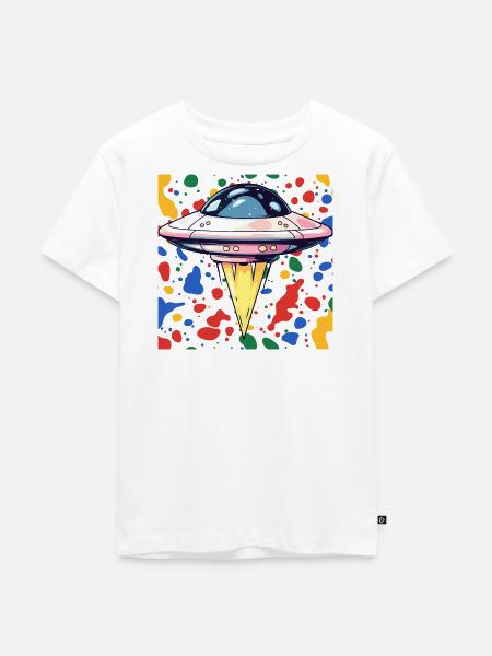 UFO Raumschiff - Kinder Premium Bio T-Shirt - Weiß