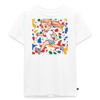 Running Sprint Triathlon - Kids Premium Organic T-Shirt - white - Front - Hailey (125cm)