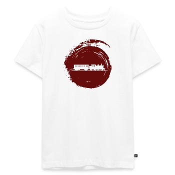Maquette de locomotive à vapeur - T-shirt Premium bio Enfant - blanc - Devant - Hailey (125cm)
