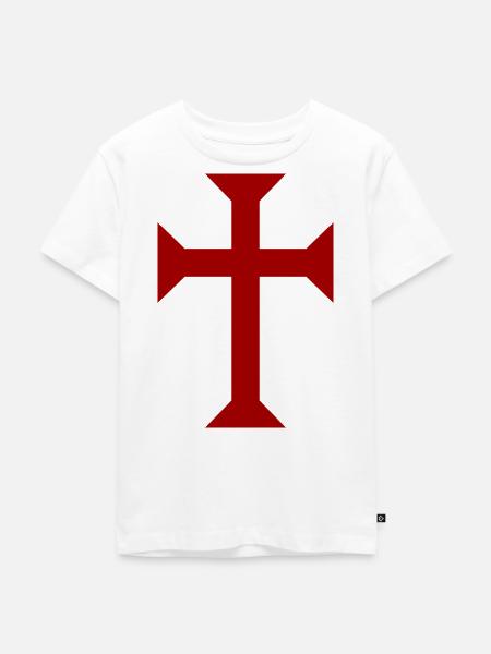 Rotes Templerkreuz - Kinder Premium Bio T-Shirt - Weiß