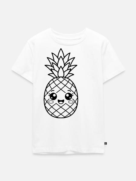 Süßes Kawaii-Ananaskind - Kinder Premium Bio T-Shirt - Weiß