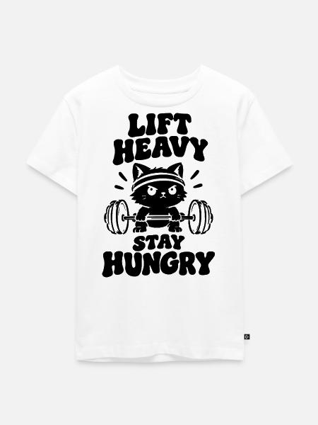 Lift Heavy Cat - Kinder Premium Bio T-Shirt - Weiß