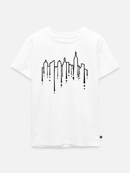 Silhouette Graffiti Hochhäuser - Kinder Premium Bio T-Shirt - Weiß