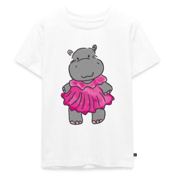 Pink Hippo - Kinder Premium Bio T-Shirt - Weiß - Vorne - Hailey (125cm)