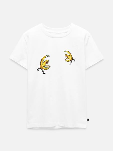 Cartoon Banane: Dynamische Action-Illustration - Kinder Premium Bio T-Shirt - Weiß