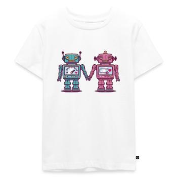 Liebend Robots - Kinder Premium Bio T-Shirt - Weiß - Vorne - Hailey (125cm)