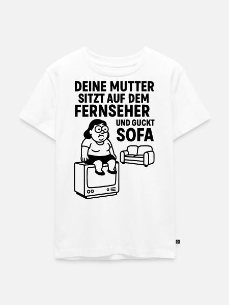 sofa gucken deine mudda - Kinder Premium Bio T-Shirt - Weiß