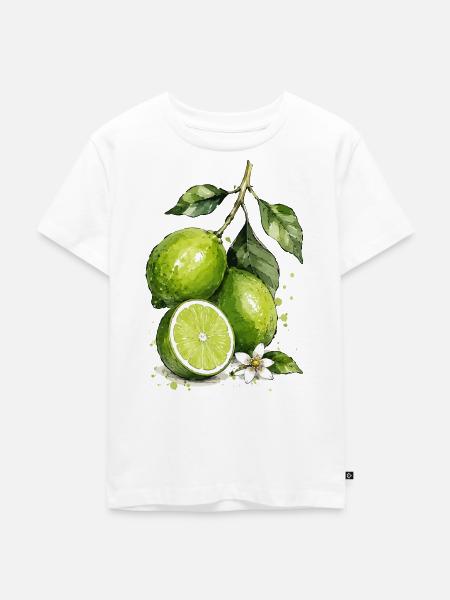 Limette Aquarell  - Kinder Premium Bio T-Shirt - Weiß