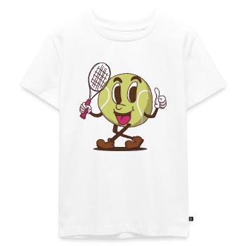 funky tennis ball cartoon face - Kids Premium Organic T-Shirt - white - Front - Hailey (125cm)