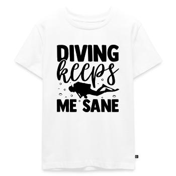Tauchen Spruch - Diving keeps me sane - Kinder Premium Bio T-Shirt - Weiß - Vorne - Hailey (125cm)