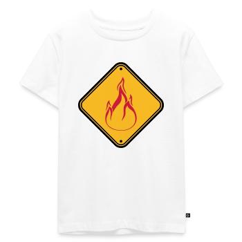 Note de mise en garde avertissement Attention Attention Danger Feu - T-shirt Premium bio Enfant - blanc - Devant - Hailey (125cm)