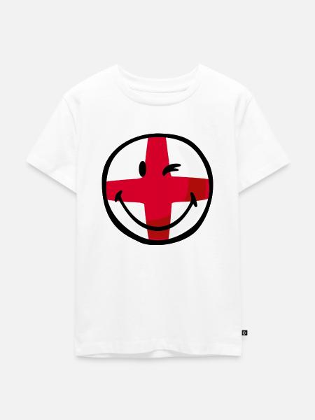 Smiley Flag England - Kinder Premium Bio T-Shirt - Weiß