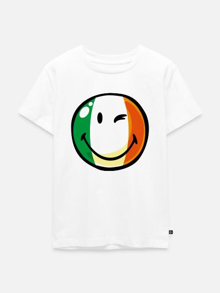 Smiley Flag Ireland - Kinder Premium Bio T-Shirt - Weiß