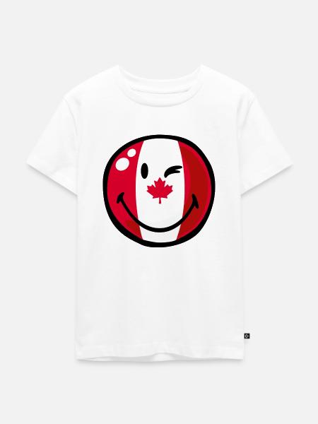 Smiley Flag Canada - Kinder Premium Bio T-Shirt - Weiß