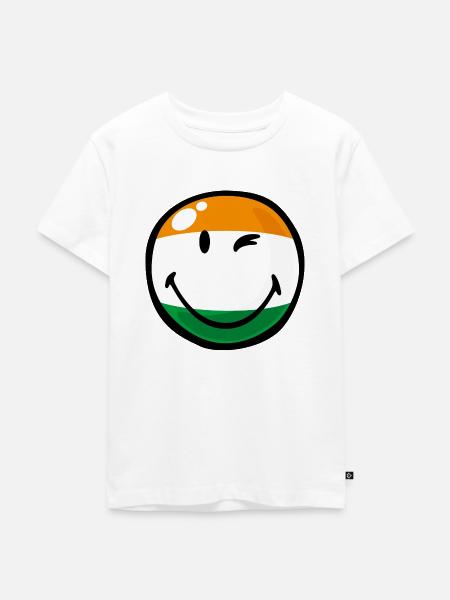 Smiley India - Kinder Premium Bio T-Shirt - Weiß