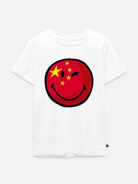 Smiley China - Kinder Premium Bio T-Shirt - Weiß