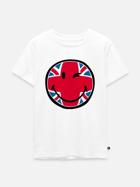 Smiley Great Britain - Kinder Premium Bio T-Shirt - Weiß