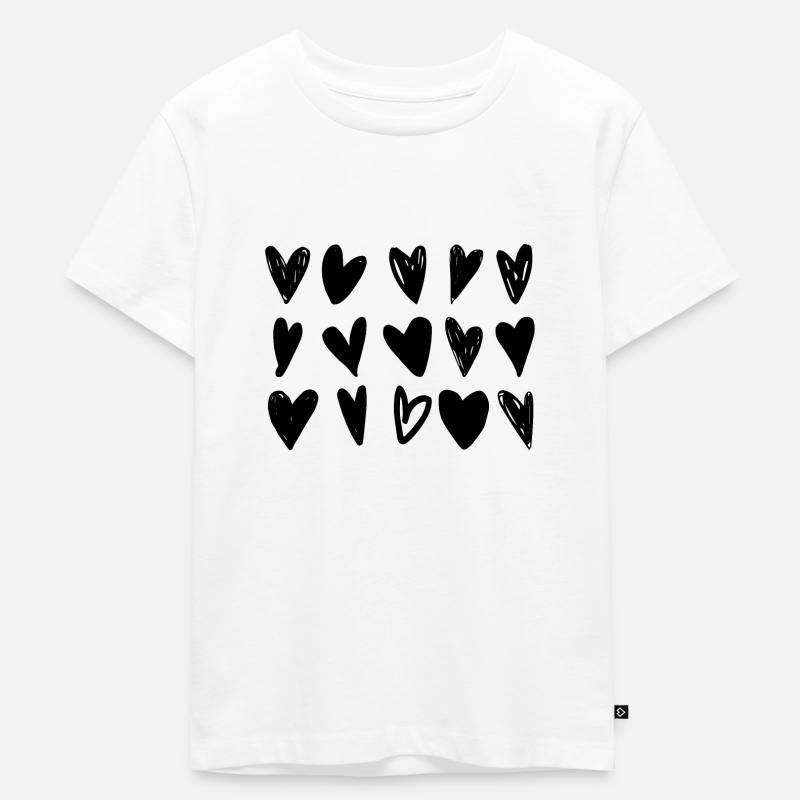 Beaucoup de petits cœurs noirs - T-shirt Premium bio Enfant - blanc