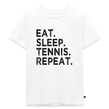 Eat Sleep Tennis Repeat - Sport - Rackets - Kinderen Premium Bio T-shirt - wit - Voor - Hailey (125cm)