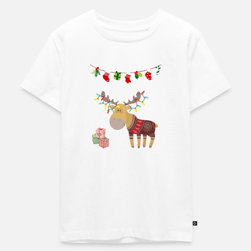 Idée cadeau Pull moche de Noel humour élan - T-shirt Premium bio Enfant - blanc