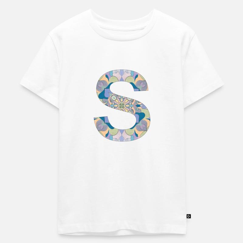 Buchstabe S im Mandala - Kinder Premium Bio T-Shirt - Weiß
