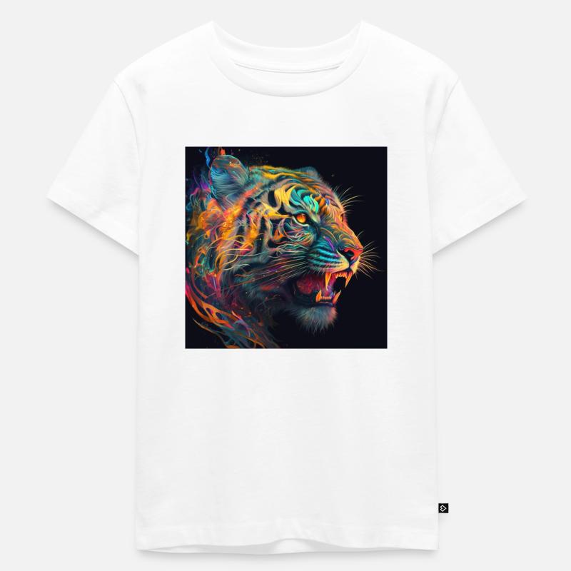 Farbiger Tiger, einzigartiges Design - Kinder Premium Bio T-Shirt - Weiß