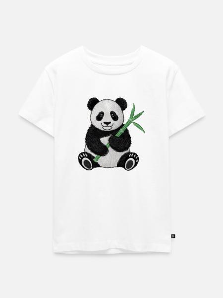 Bestickter Panda - Kinder Premium Bio T-Shirt - Weiß