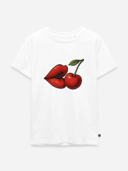Cherry Kiss - Kinder Premium Bio T-Shirt - Weiß